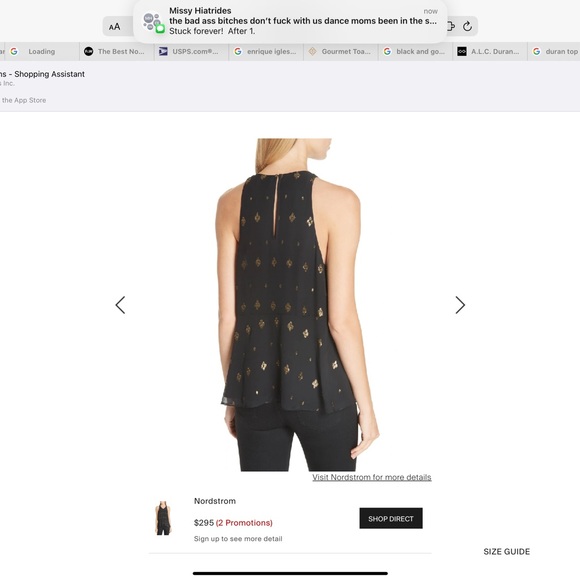 A.L.C. Duran Top in Black/Gold - Size 4 - Picture 7 of 12